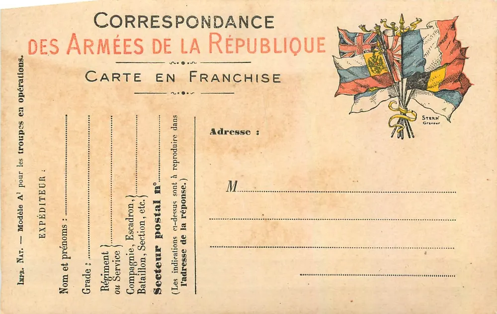 Korrespondenz der Armee der Republik — Freikarte — Stern Gravure - Vorderseite