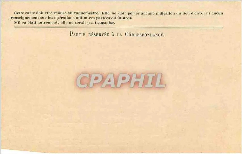 Korrespondenz der Armee der Republik — Freikarte — Stern Gravure - Rückseite