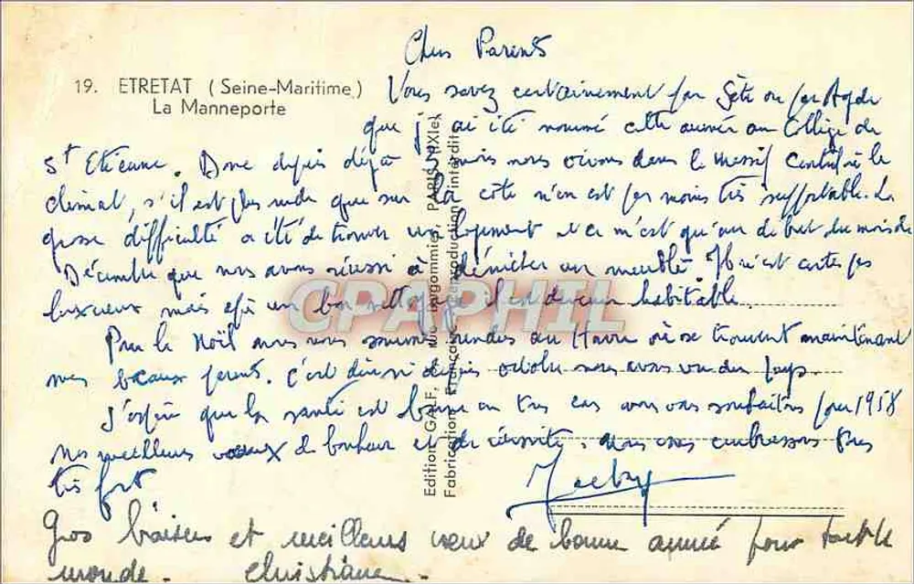 As falésias de Étretat — vista das arcos naturais — Edição G. F. Leclay, La Manneporte - Verso