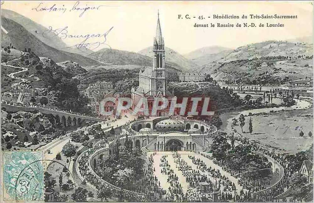 Segnung des Heiligen Sakraments vor dem Rosenkranz der Jungfrau von Lourdes — F.C. - 45 — Verlag F.C. (F. C.) - Vorderseite