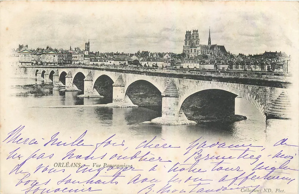Orléans — Vista panorâmica do ponte e da catedral — Collections ND. Phot. - Frente