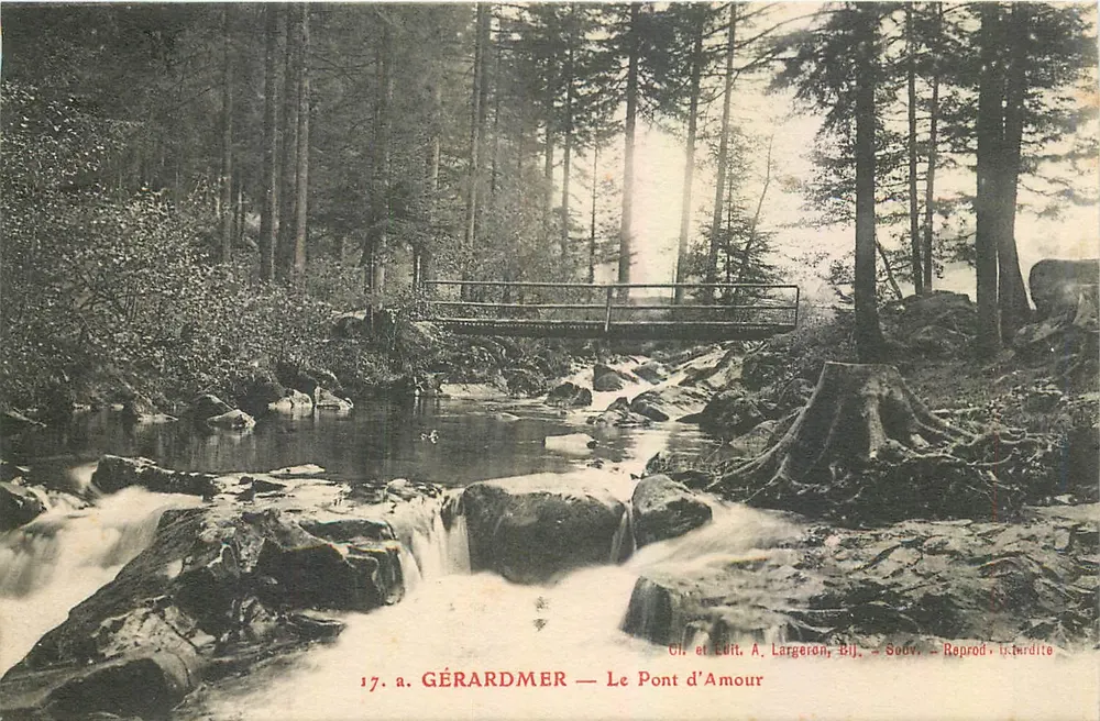 GÉRARDMER — O Pont de Amor — Gl. e Edit. A. Largeron, BIJ. - Frente