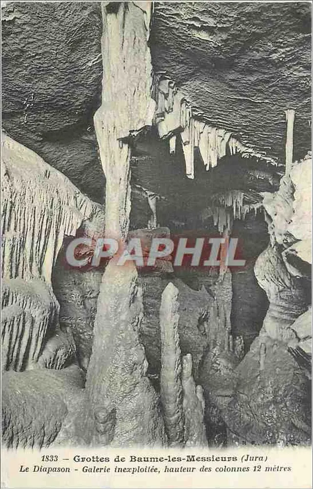 Baume-les-Messieurs Höhlen — Diapason — Unentdeckte Galerie, Säulenhöhe 12 Meter — B. E. PAILLARD - Vorderseite