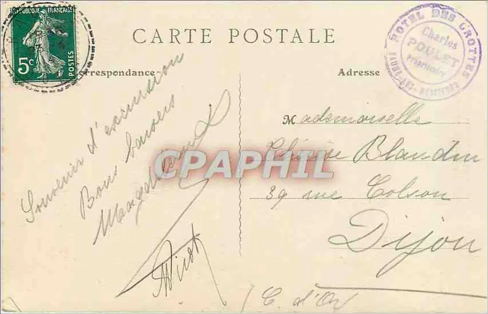 Baume-les-Messieurs Höhlen — Diapason — Unentdeckte Galerie, Säulenhöhe 12 Meter — B. E. PAILLARD - Rückseite