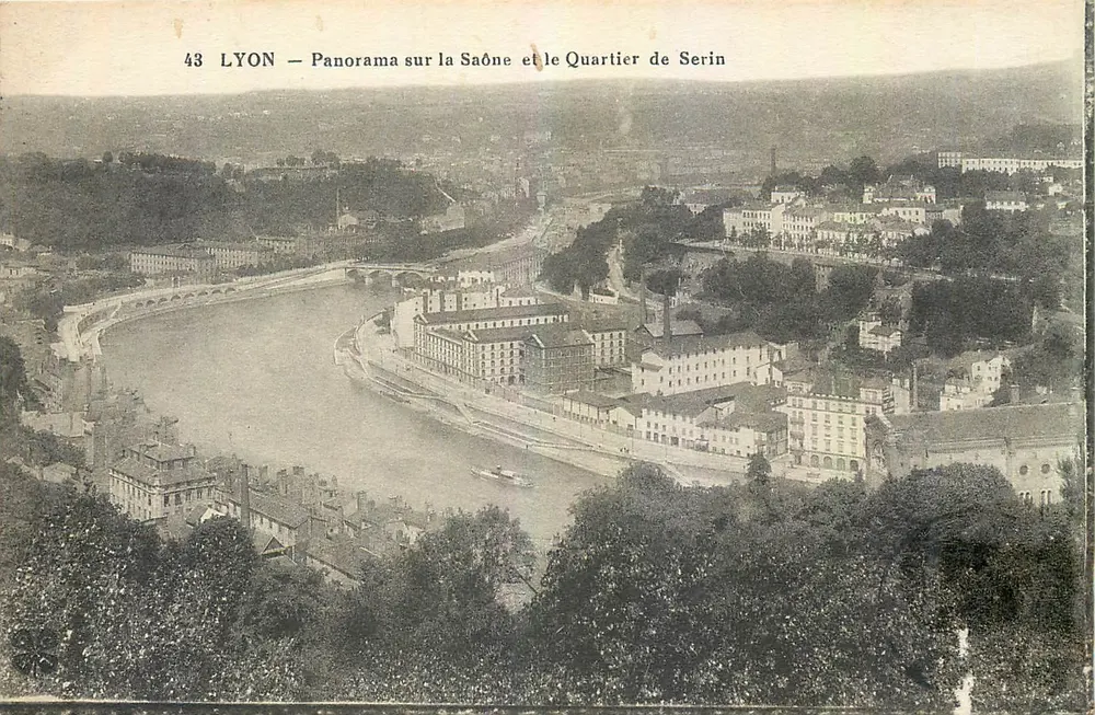 LYON — Panorama sobre la Saône y el Barrio de Serin — Editor no identificado, n° 43 - Anverso