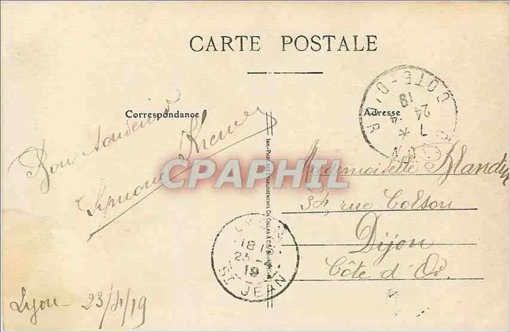 LYON — Panorama sobre la Saône y el Barrio de Serin — Editor no identificado, n° 43 - Reverso