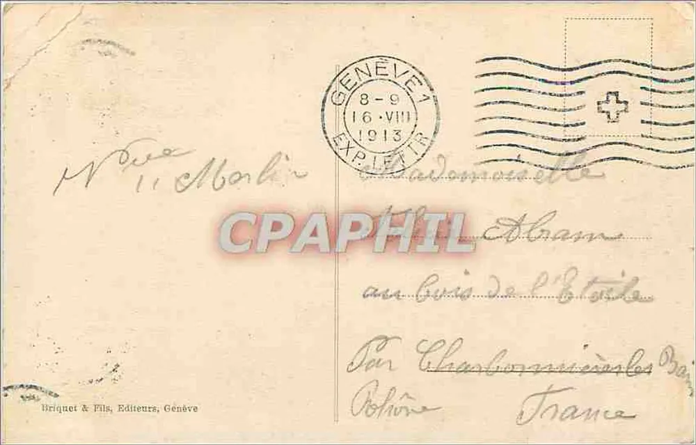 Genf — Île Rousseau und die Pont du Mont-Blanc — B. & F. 6027 - Rückseite