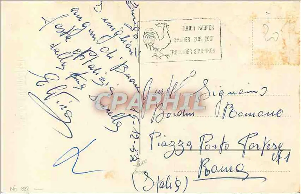 बर्फीली गली में एक एंजेल और बच्चा — छापा टेक्स्ट 'फ्रोहे वेईनहैचटेन' — एडीटर 'होएर काउफेन' संख्या 832 - पीछे