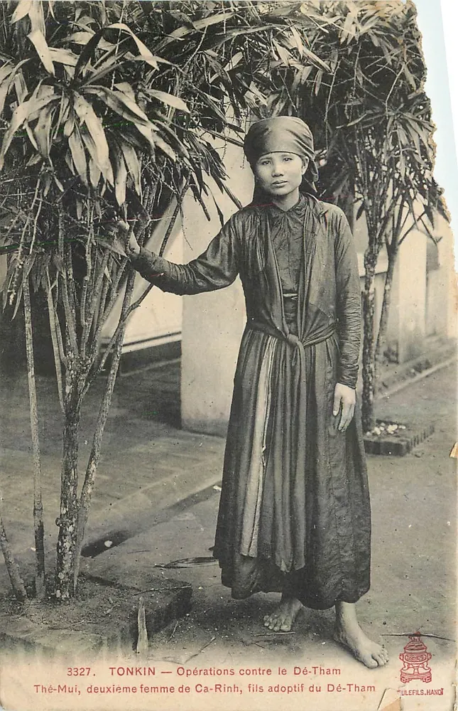 앤티크 엽서 톤킨 연합군 대 인도차이나 데atham 전투 - 앞면