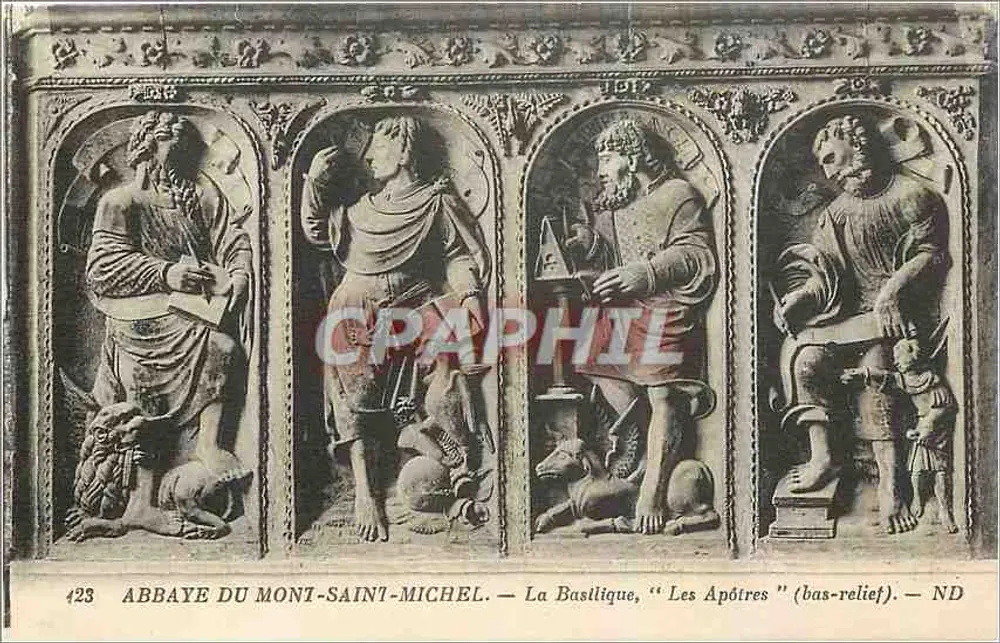 Abbaye du Mont-Saint-Michel — La Basilique, "Les Apôtres" (bas-relief) — ND - Recto