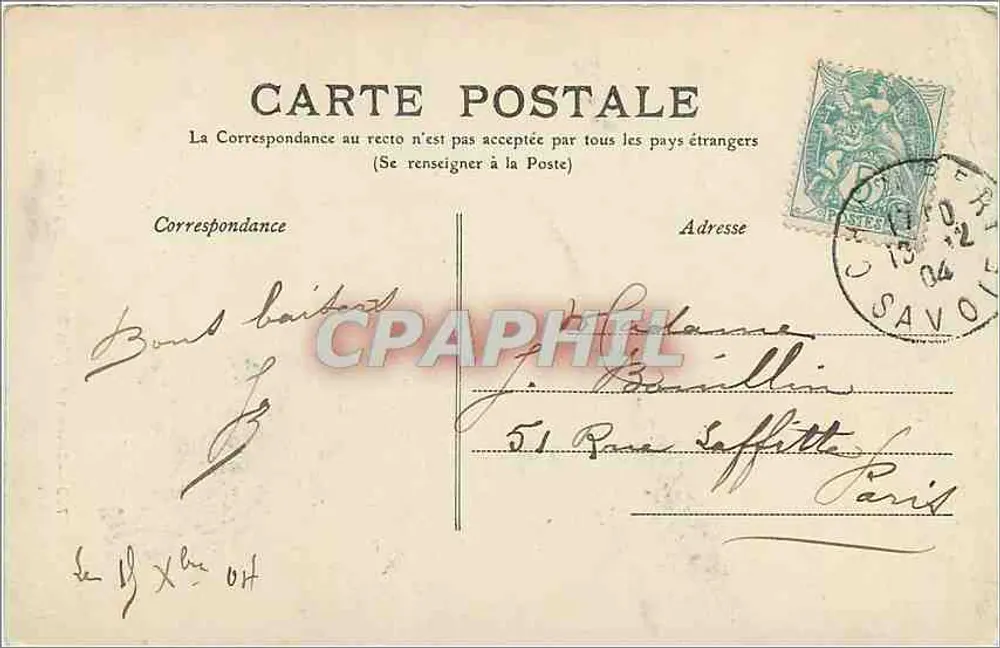 Gorges do Sierroz — Entorno de Altk-Bains — Editor C. C. F. n°780 - Verso