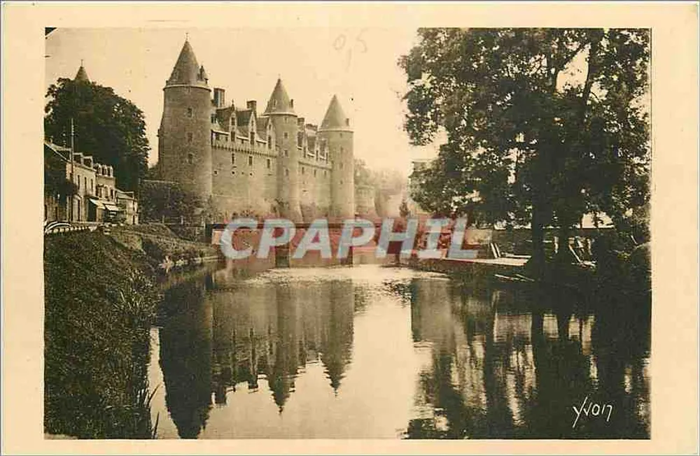 Josselin (Morbihan) — Facciata occidentale del castello, riflessi sull'Oust — Les Éditions d'Art Martel, Parigi - Recto