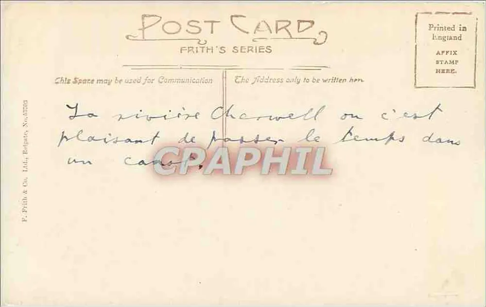 Oxford — Uitzicht op de Cherwell — Frith's Series - Achterkant