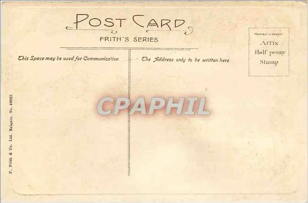 Oxford, Addison's Walk — promenade ombragée sous des arbres — éditeur Frith & Co. Ltd. (Séries Frith's, n° 40923) - Verso