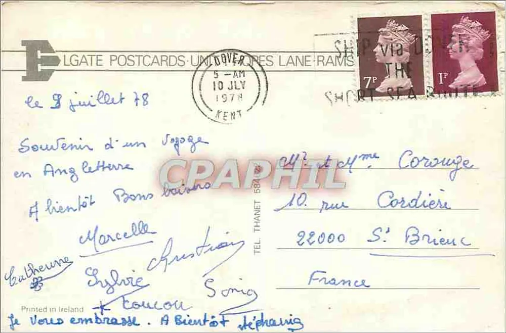 डोवर — इंगलैंड का द्वार — एडिटर: एलगेट पोस्टकार्ड, संख्या ET.4756 - पीछे