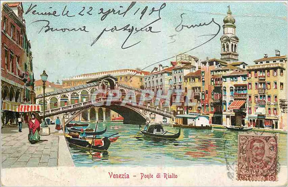 Veneza - Ponte di Rialto — vista do canal com gôndolas — Ferd, Gobbato, Veneza - Frente