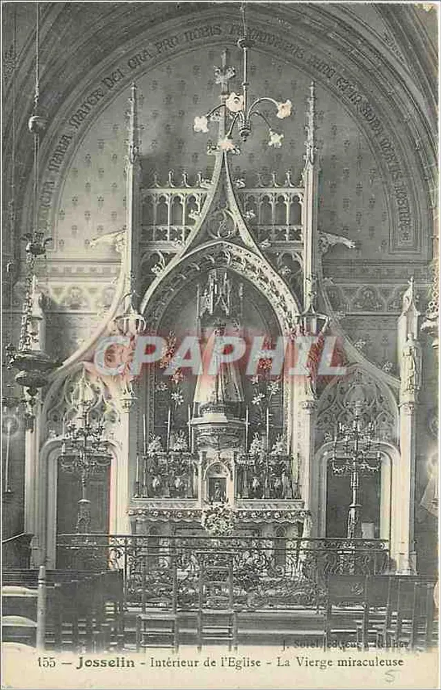 Josselin - Intérieur de l'Église - La Vierge miraculeuse — J. Sorel, éditeur à Rennes - Recto