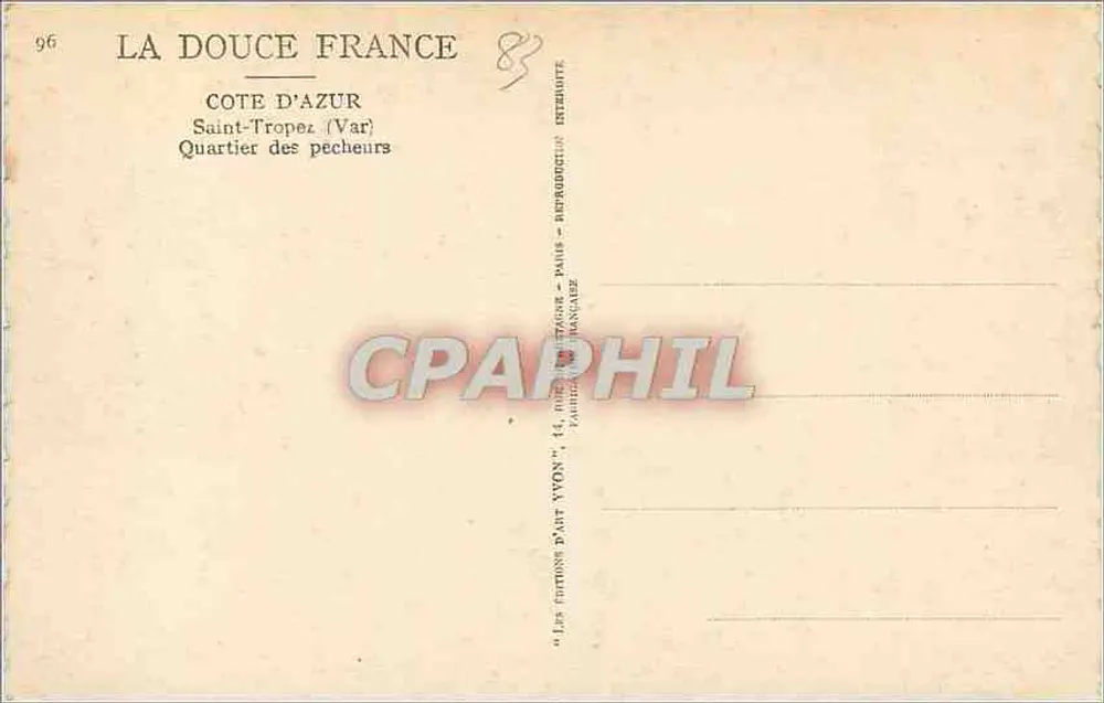 Saint-Tropez — Quartier des pêcheurs — Les Editions d'Art Yvon - Verso