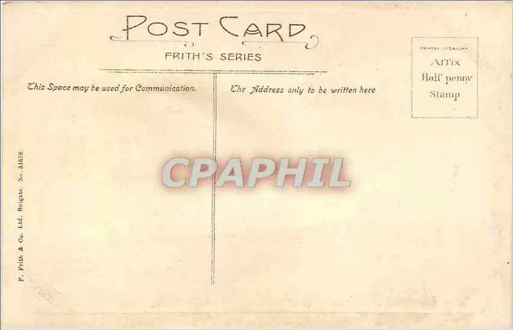 Oxford, Christ Church, West Front — éditeur P. Frith & Co. Ltd. Brighton, n° 31678 - Verso