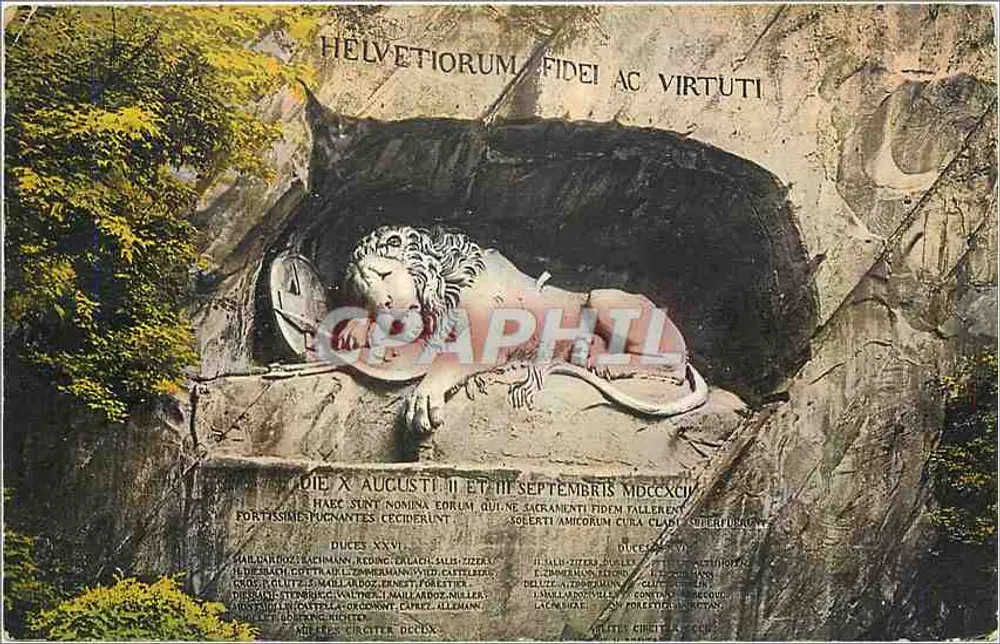 लूसर्न के सिंह — स्विटजरलैंड के वीरों के स्मारक — प्रकाशक: एच. बाचमैन, संख्या 5185 - आगे
