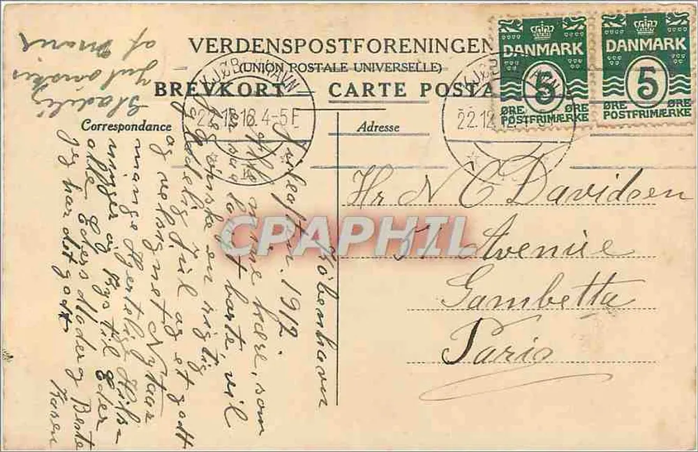 Gnomos e pato nevados — Glædelig Jul! — VERDENSPPOSTFORENINGEN - Verso