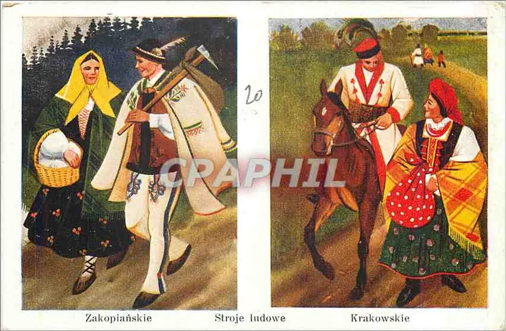 Traditionelle polnische Kleidung — Zakopianskie und Krakowskie — Verlag W. Boratyński, Nr. 34 - Vorderseite