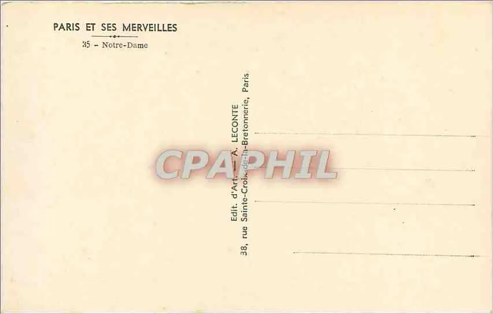 Notre-Dame de Paris — fachada gótica — editor A. Leconte - Verso
