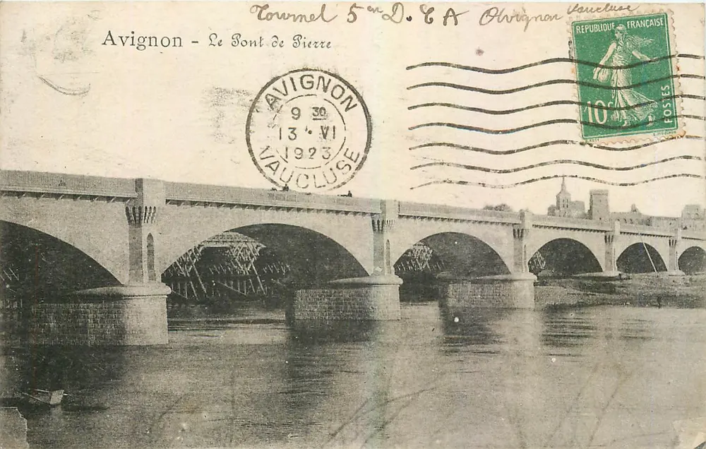 Avignon - O Ponte de Pierre — vista do ponte sobre o Ródano — editor desconhecido, número de série não visível - Frente
