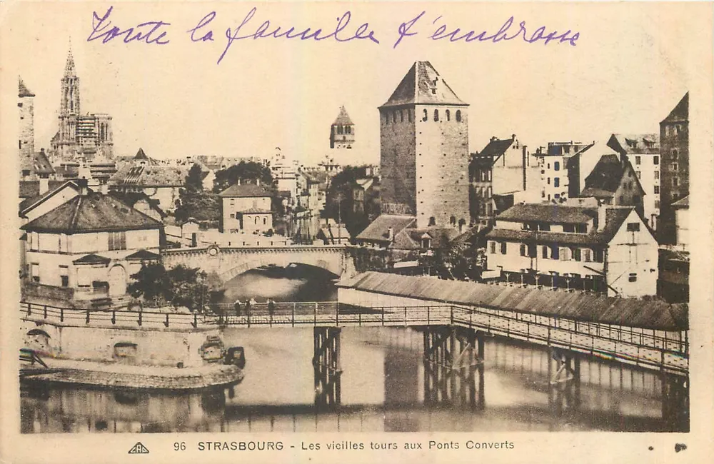 Strasbourg - Les vieilles tours aux Ponts Converts — éditeur CPAHIL, n° 96 - Recto