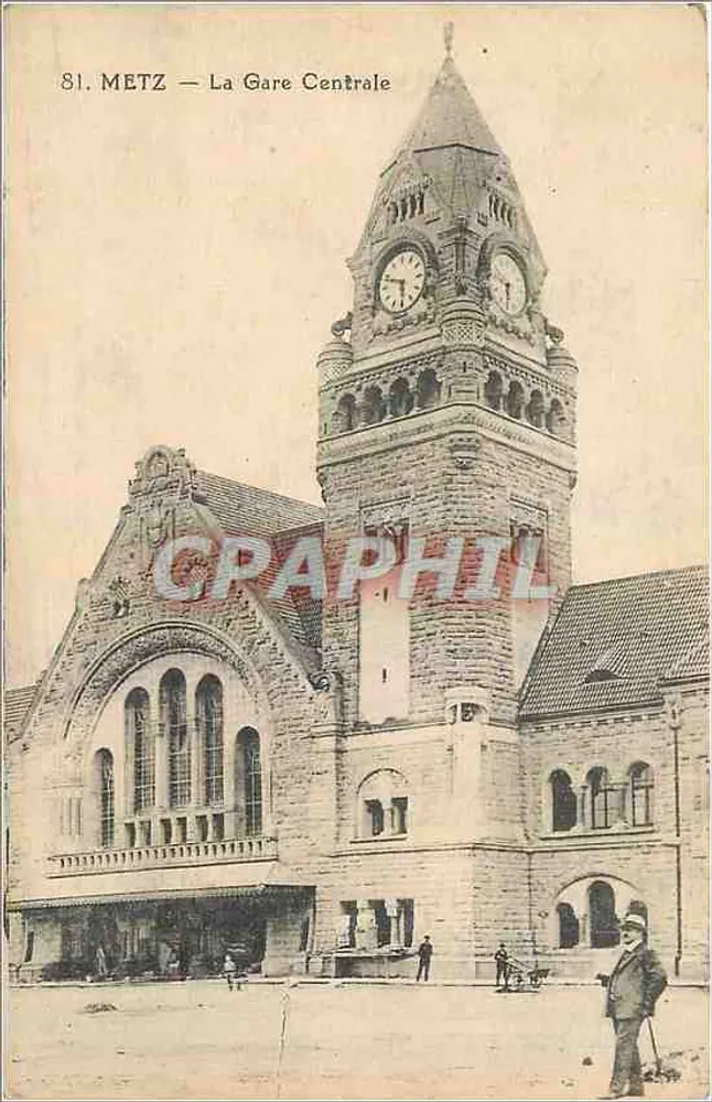 Metz — A Estação Central — E. Weber, editor Metz, n°81 - Frente