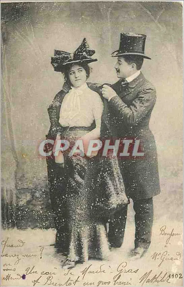 Um casal em traje de noite — Paris, 1904 — Bonfouet & M. Giraud n°1102 - Frente