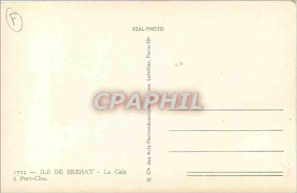 Ilha de Bréhat — A Cale em Port-Clos — Cie des Arts Photomécaniques, Paris - Verso
