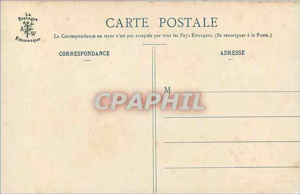 Anse des Sévignés — Studie von Felsen nahe Cap Fréhel — La Bretagne Pittoresque, Nr. 1882 - Rückseite