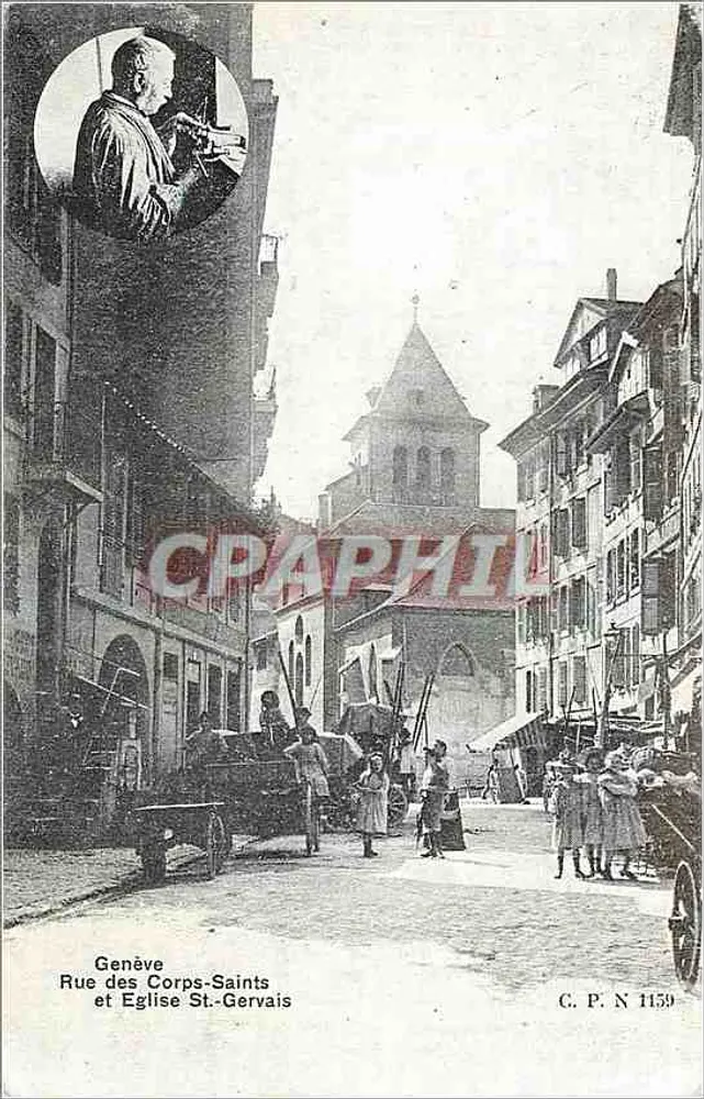 Genf - Rue des Corps-Saints und Kirche St-Gervais — C.P. N 1159 - Vorderseite