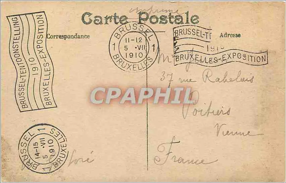 Pavillon de la Ville de Liège — Exposition de Bruxelles 1910 — éditeur inconnu - Verso