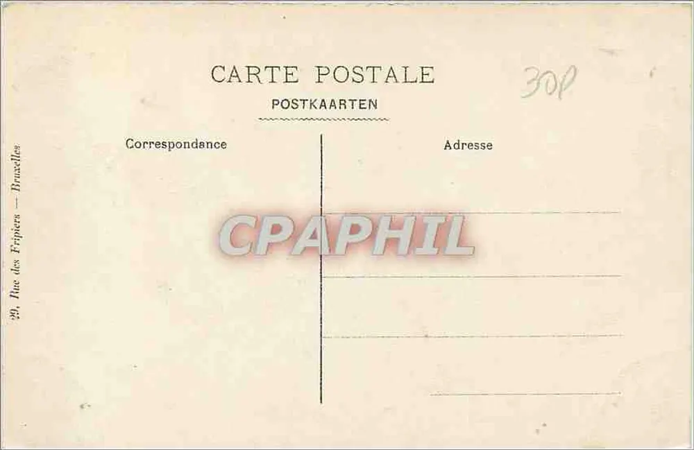 Bruxelas — Hotel das Pós e Telégrafos — n° 101 - Verso
