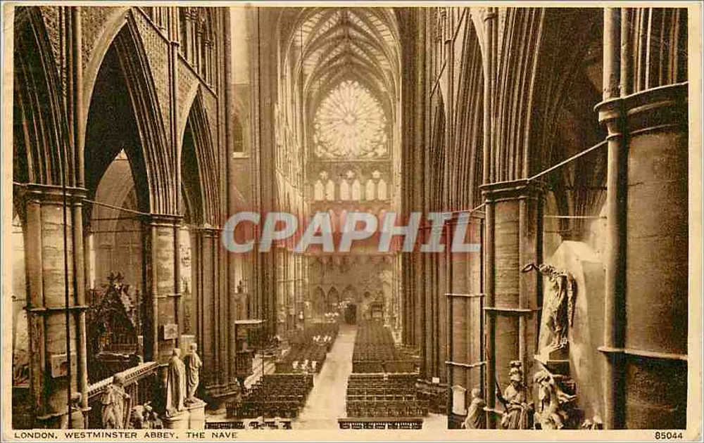 Abbazia di Westminster, La Nave — Londra — Photochrom Co. Ltd. n° 85044 - Recto