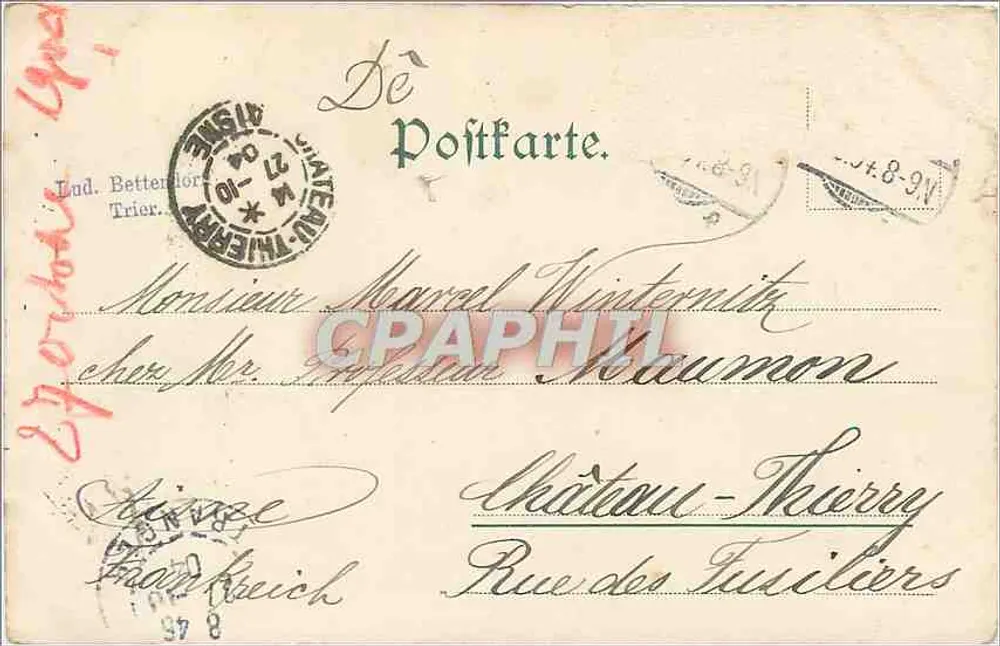 Trier — Herz-Jesu-Kirche avec clocher gothique — éditeur C. C. Kriegen, Trier, n°4 - Verso
