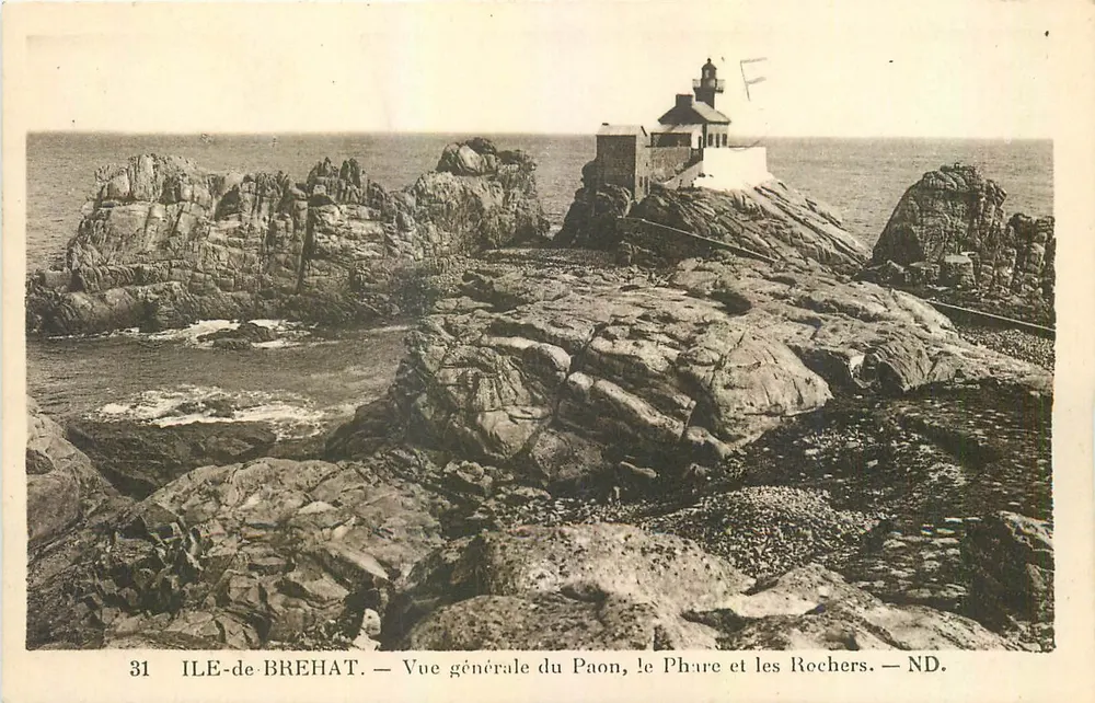 Ile-de-Brehat — Allgemeiner Blick auf den Paon, den Leuchtturm und die Felsen — ND. - Vorderseite
