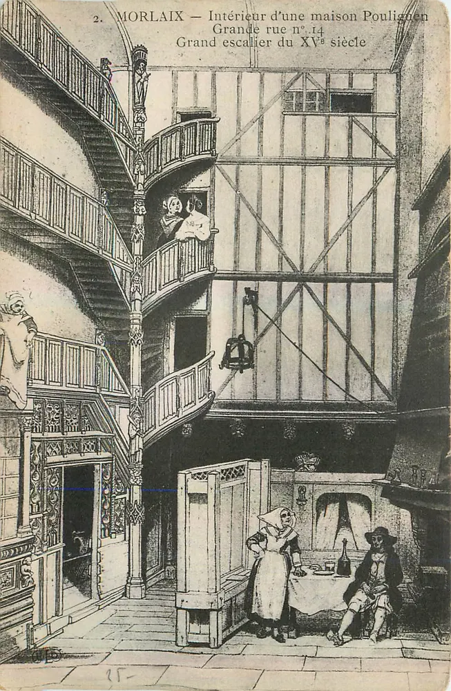 Morlaix — Interno di una casa Poullignien — Scalinate del XV secolo — n°2 - Recto