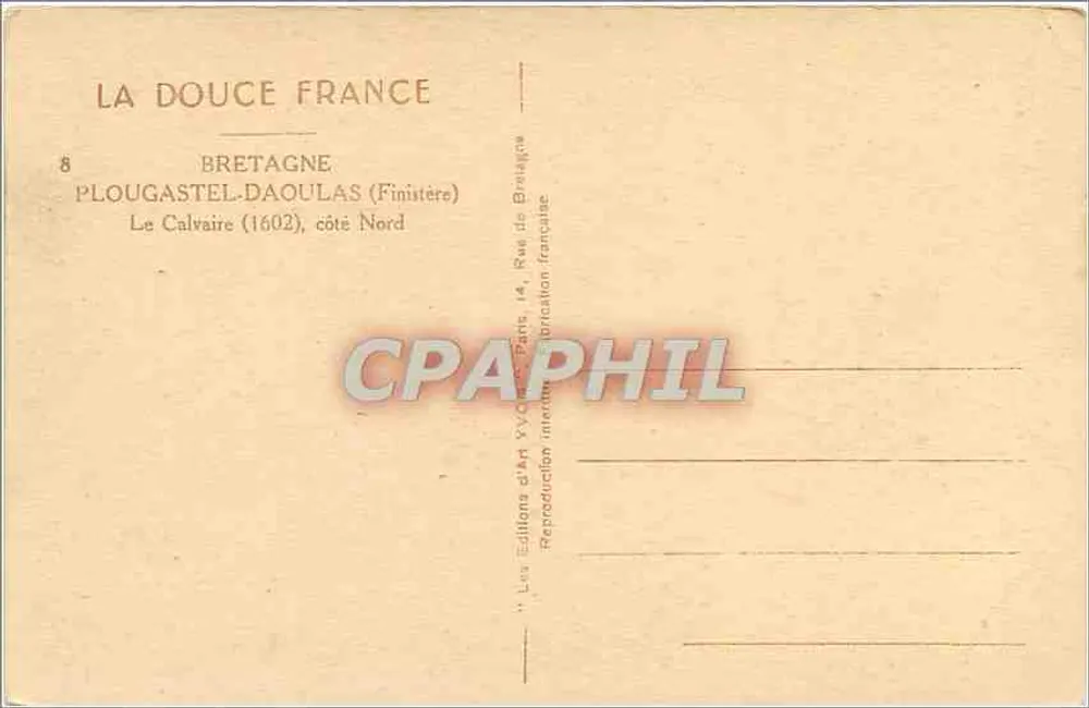 Le Calvaire de Plougaouet-Daoulas — Bretagne — Éditions d'Art VVOC, Paris - Rückseite
