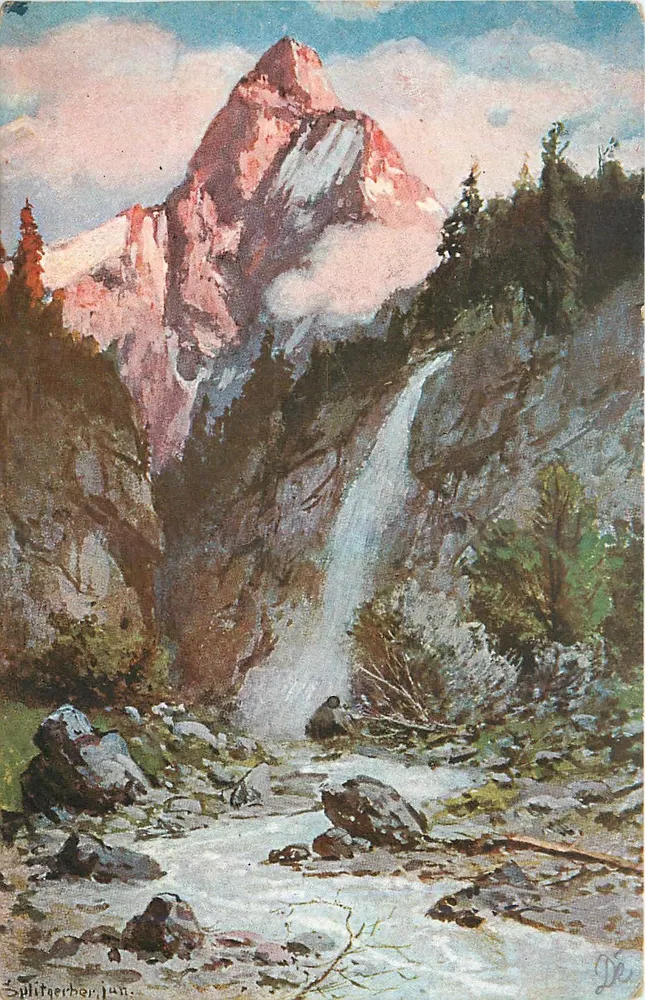 Splinterhorn — vista de montanha com cascata — Série Alpina IV, Des. 4 - Frente