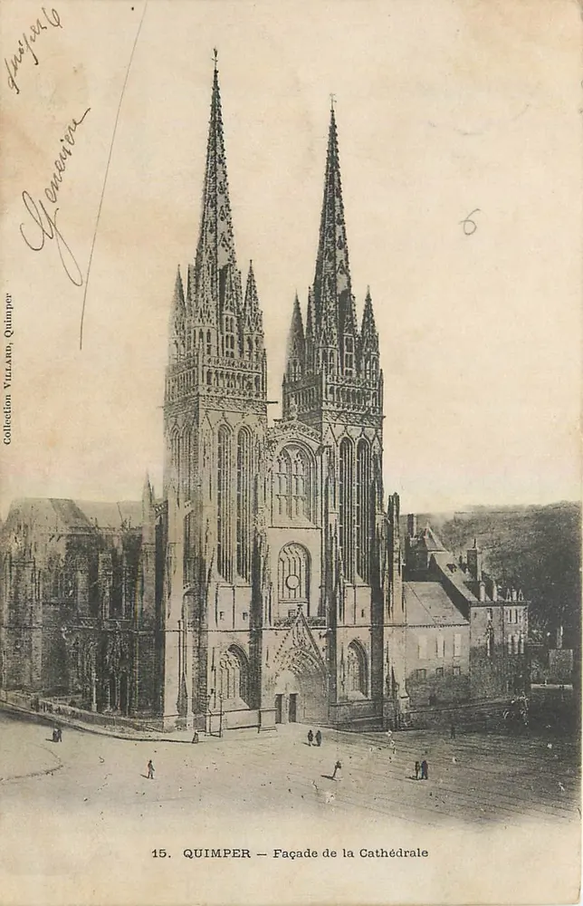 Quimper — Fachada da Catedral — Coleção Villard, Quimper - Frente
