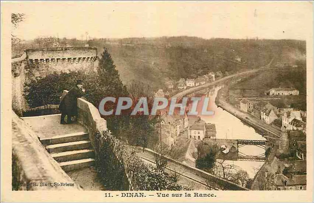 Dinan — Vista sobre a Rance — Editor R. Bino, St-Brieuc, n°11 - Frente