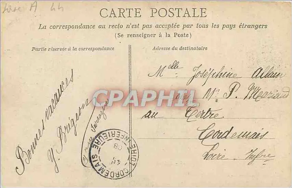 NANTES — A Prefeitura — Coleção do Bazar Santa Cruz - Verso