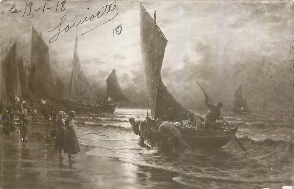 Cena de pescadores no mar — editor Cartolina Postale, n° 18 - Frente