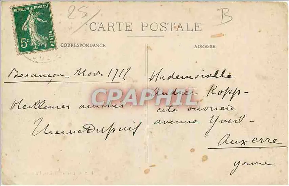 Besançon - O rio Doubs e o Quai Vauban — Excursão à Franche-Comté — Edit. L. Gaillard-Prêtre, Besançon - Verso