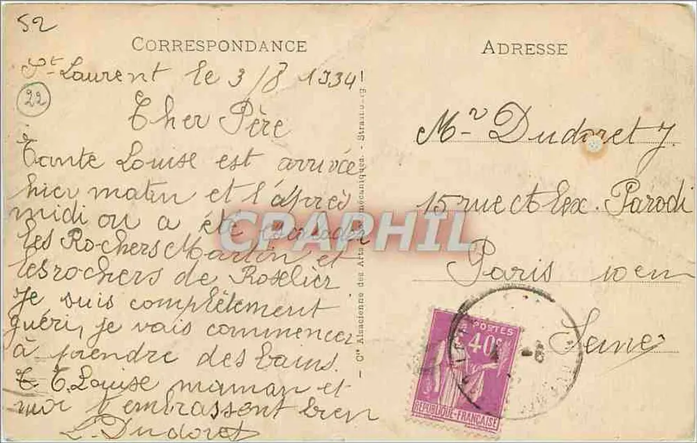 Saint-Brieuc — A Valle do Gouëdic — Editor: Imprensa dos Artes Bretãs, n°3 - Verso