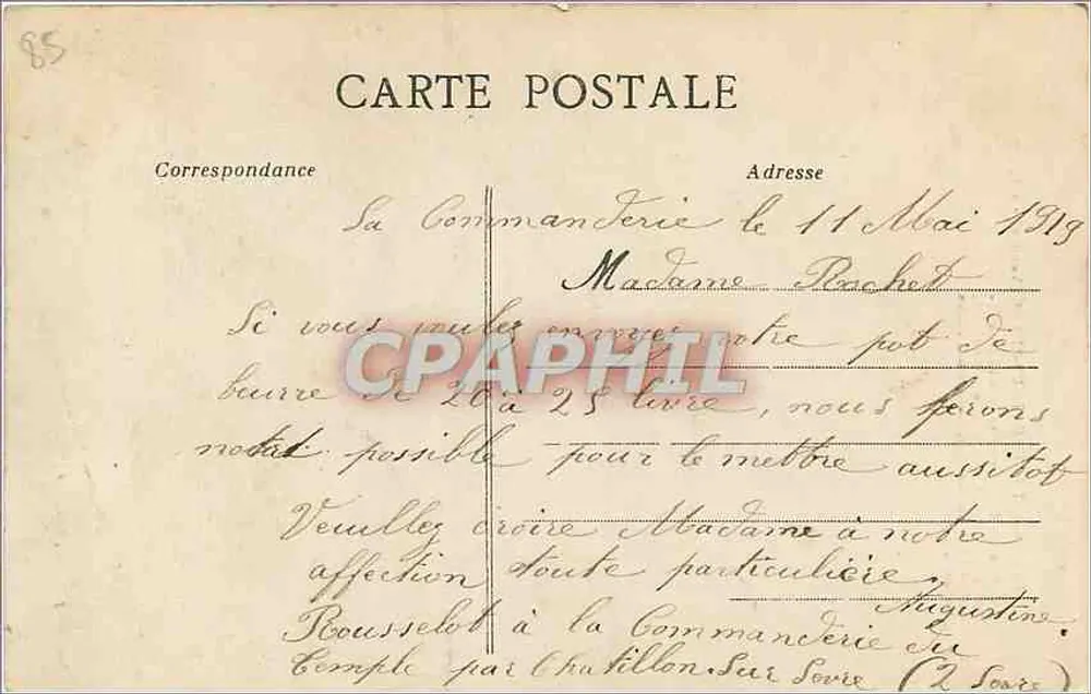 Saint-Laurent-sur-Sevre (Vendée) — The Church — Unknown Publisher, No. 1100 - Back