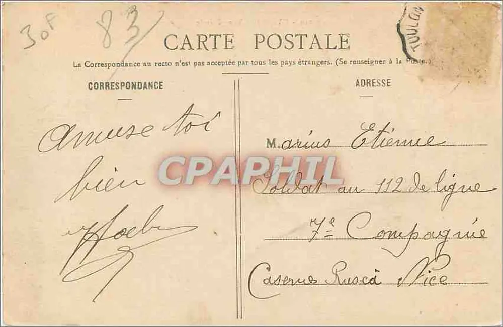 Hyères - Vista geral — Edição Poullian, Hyères, n° 110 - Verso